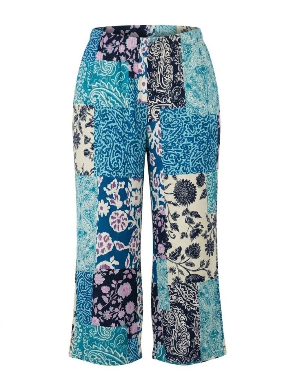 NWT Linea Donatella Pajama Lounge Pants Patchwork Paisley Print Sz M Blue Purple